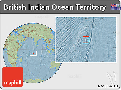 Satellite Location Map of British Indian Ocean Territory, savanna style outside, hill shading