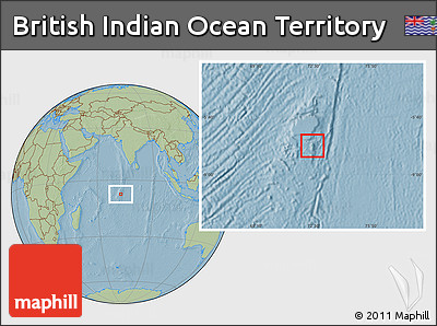 Satellite Location Map of British Indian Ocean Territory, savanna style outside, hill shading