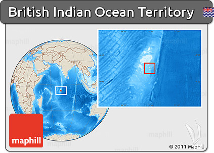 Satellite Location Map of British Indian Ocean Territory, shaded relief outside