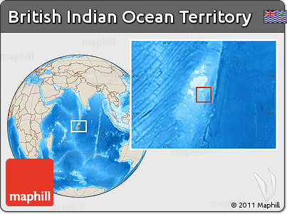 Satellite Location Map of British Indian Ocean Territory, shaded relief outside