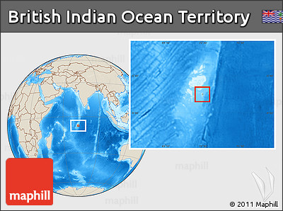 Satellite Location Map of British Indian Ocean Territory, shaded relief outside