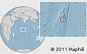 Savanna Style Location Map of British Indian Ocean Territory, lighten, desaturated, land only, hill shading