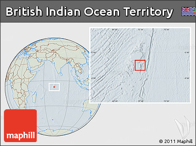 Savanna Style Location Map of British Indian Ocean Territory, lighten, hill shading