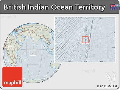Savanna Style Location Map of British Indian Ocean Territory, lighten, hill shading