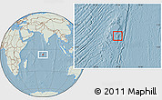 Savanna Style Location Map of British Indian Ocean Territory, lighten, land only, hill shading