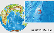 Savanna Style Location Map of British Indian Ocean Territory, physical outside, hill shading