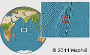 Savanna Style Location Map of British Indian Ocean Territory, satellite outside, hill shading