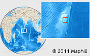 Savanna Style Location Map of British Indian Ocean Territory, shaded relief outside, hill shading