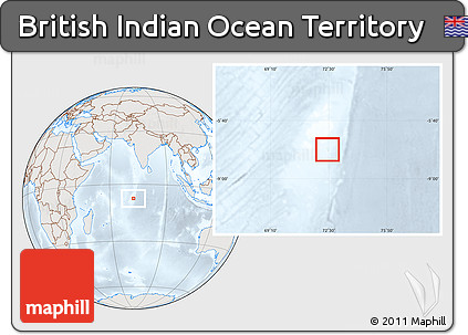 Shaded Relief Location Map of British Indian Ocean Territory, lighten, semi-desaturated