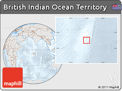 Shaded Relief Location Map of British Indian Ocean Territory, lighten, semi-desaturated