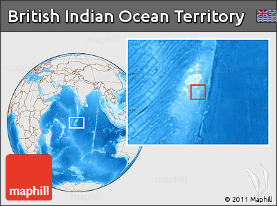 Shaded Relief Location Map of British Indian Ocean Territory, lighten, semi-desaturated, land only