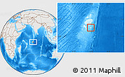 Shaded Relief Location Map of British Indian Ocean Territory, lighten, semi-desaturated, land only