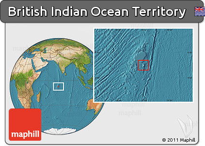 Shaded Relief Location Map of British Indian Ocean Territory, satellite outside