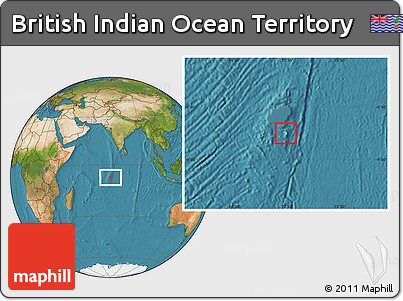 Shaded Relief Location Map of British Indian Ocean Territory, satellite outside
