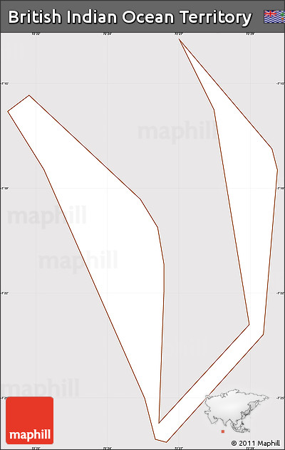 Classic Style Simple Map of British Indian Ocean Territory, cropped outside