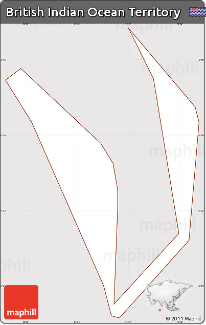 Classic Style Simple Map of British Indian Ocean Territory, cropped outside