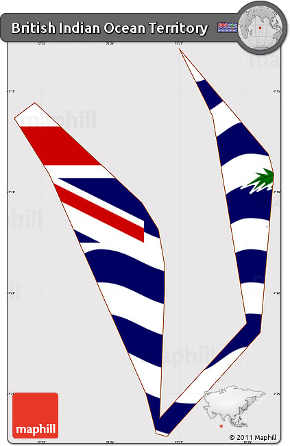 Flag Simple Map of British Indian Ocean Territory, flag centered