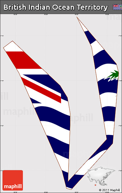 Flag Simple Map of British Indian Ocean Territory, flag centered