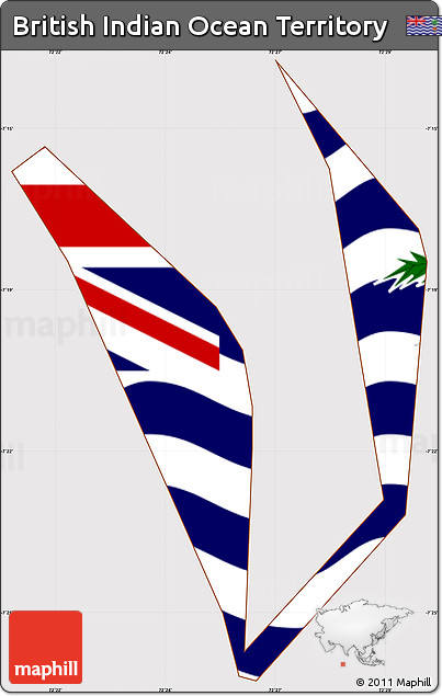Flag Simple Map of British Indian Ocean Territory, flag centered