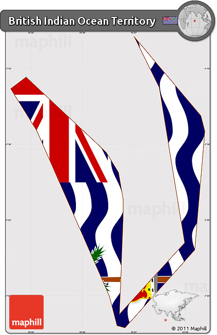Flag Simple Map of British Indian Ocean Territory, flag aligned to the middle