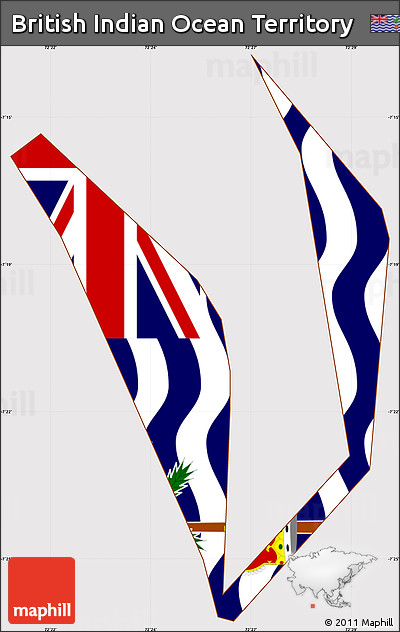Flag Simple Map of British Indian Ocean Territory, flag aligned to the middle