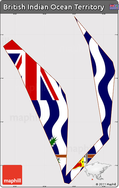 Flag Simple Map of British Indian Ocean Territory, flag aligned to the middle