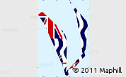 Flag Simple Map of British Indian Ocean Territory, single color outside, borders and labels, flag aligned to the middle