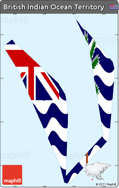 Flag Simple Map of British Indian Ocean Territory, single color outside, borders and labels