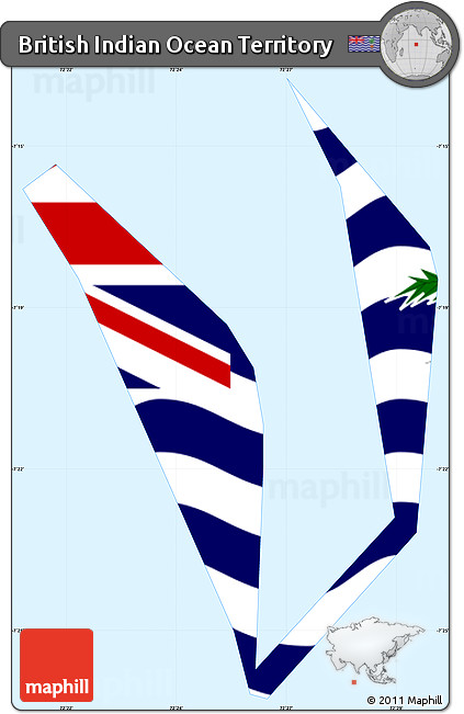 Flag Simple Map of British Indian Ocean Territory, single color outside, flag centered