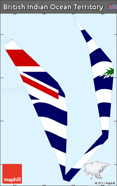 Flag Simple Map of British Indian Ocean Territory, single color outside, flag centered