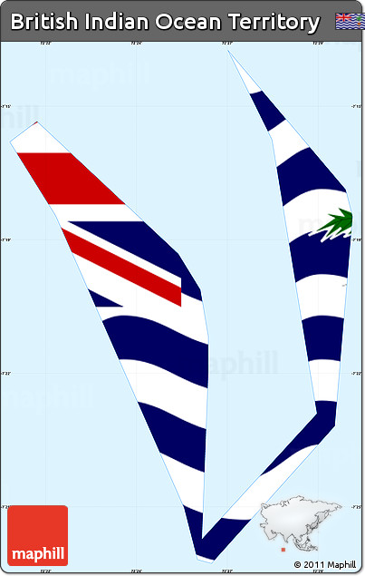 Flag Simple Map of British Indian Ocean Territory, single color outside, flag centered