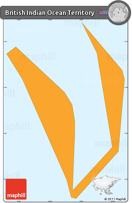 Political Simple Map of British Indian Ocean Territory, single color outside