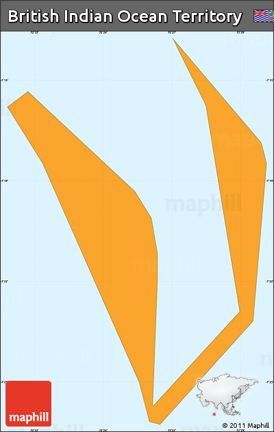 Political Simple Map of British Indian Ocean Territory, single color outside