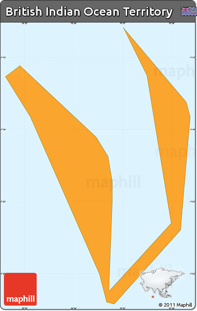 Political Simple Map of British Indian Ocean Territory, single color outside