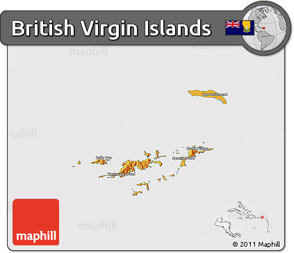 Political 3D Map of British Virgin Islands, cropped outside