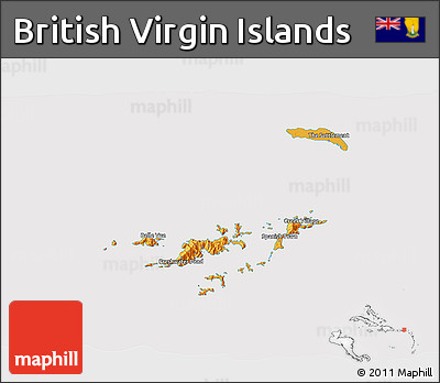 Political 3D Map of British Virgin Islands, cropped outside