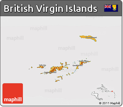 Political 3D Map of British Virgin Islands, cropped outside