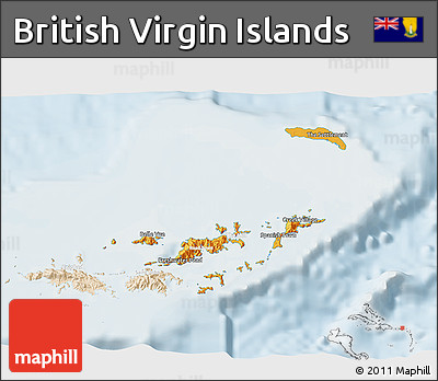 Political 3D Map of British Virgin Islands, lighten