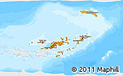 Political 3D Map of British Virgin Islands, single color outside, bathymetry sea
