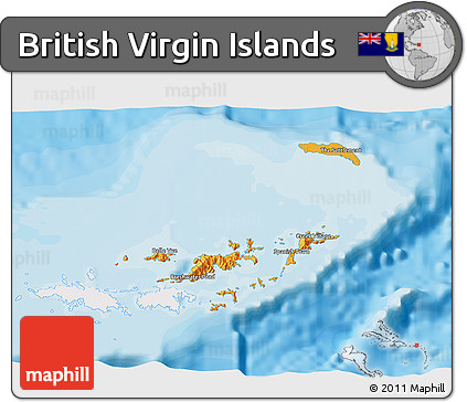 Political 3D Map of British Virgin Islands, single color outside