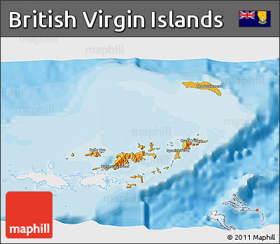Political 3D Map of British Virgin Islands, single color outside