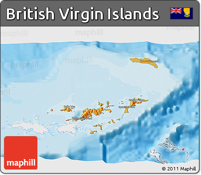 Political 3D Map of British Virgin Islands, single color outside