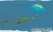 Satellite 3D Map of British Virgin Islands, desaturated, land only