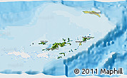 Satellite 3D Map of British Virgin Islands, single color outside, bathymetry sea, shaded relief sea