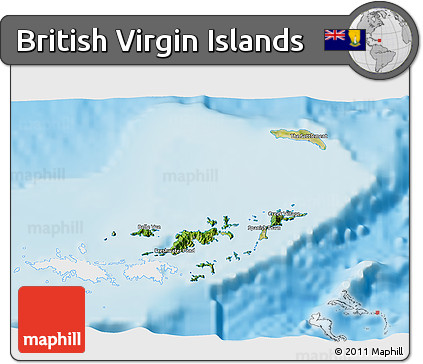 Satellite 3D Map of British Virgin Islands, single color outside, shaded relief sea
