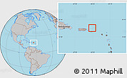 Gray Location Map of British Virgin Islands, hill shading inside