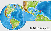 Physical Location Map of British Virgin Islands, within the entire continent