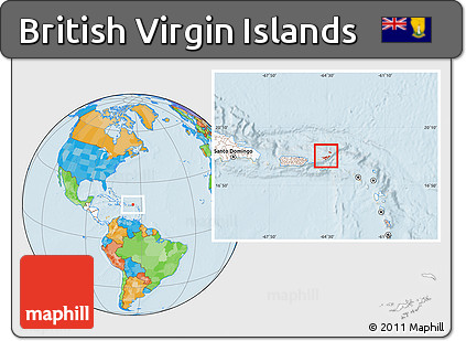 Political Location Map of British Virgin Islands, highlighted continent
