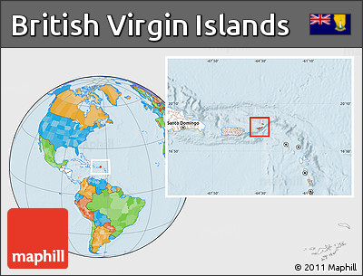 Political Location Map of British Virgin Islands, highlighted continent