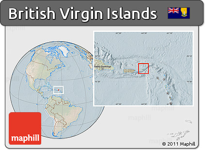 Satellite Location Map of British Virgin Islands, lighten